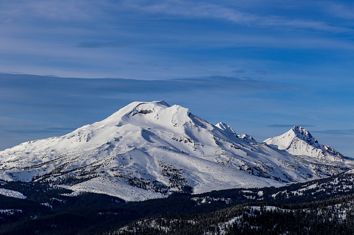 Winter ski season in the Cascade Mountain Range outside of Bend, Oregon