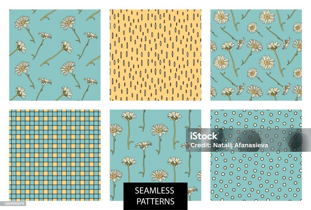 Seem Less Spring Textures A Set Of Spring Vector Seamless Patterns Stock Illustration - Download ...