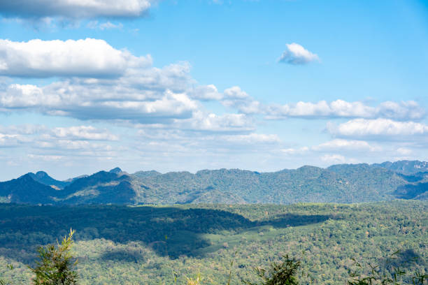 istock Blue sky and white clouds over hills on daytime 1359191682