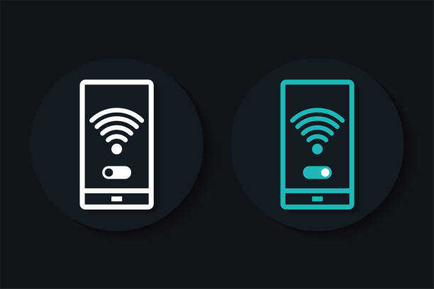 schalten sie wlan am telefon ein oder aus. wireles signalzeichen. - turn signal stock-grafiken, -clipart, -cartoons und -symbole