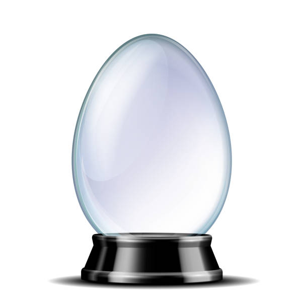 istock Transparent glass egg on black pedestal. Vector illustration isolated on white 1359193172