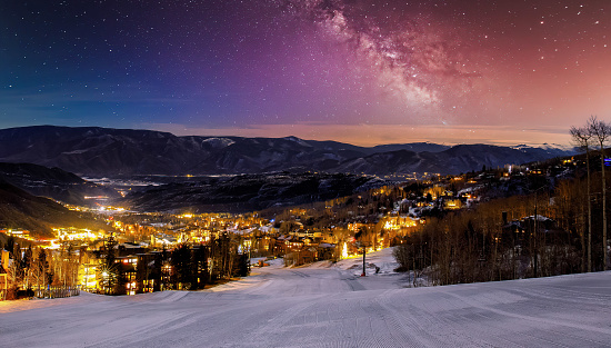 Aspen ski slope in Aspen Colorado with stars