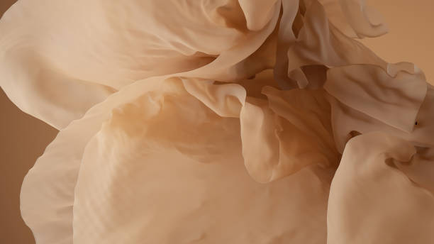 istock 3d render, abstract vintage background with floating beige veil, falling drapery, crumpled delicate textile cloth, wavy fashion wallpaper with fabric macro 1359206670