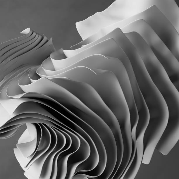 istock 3d render, abstract background with folded textile layers, white cloth macro, wavy fashion wallpaper 1359206844