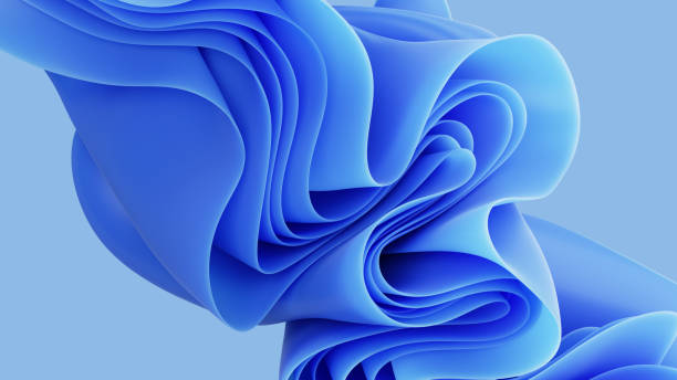 istock 3d render, abstract modern blue background, folded cloth macro, fashion wallpaper with wavy layers and ruffles 1359206970
