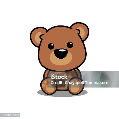 istock Cute bear sitting cartoon, vector illustration 1359207103