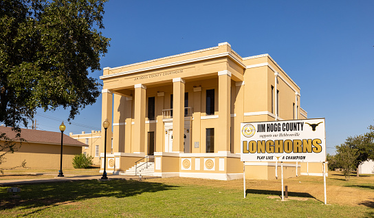 Hebbronville, Texas, USA - September 11, 2021: The Jim Hogg County Courthouse