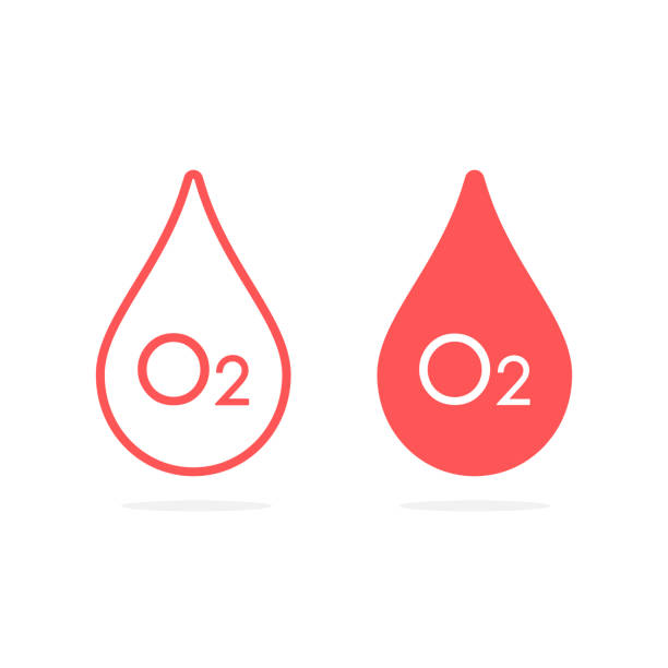 ilustrações de stock, clip art, desenhos animados e ícones de oxygen in blood drop icon, o2 saturation monitoring vector isolated symbol - oxygen