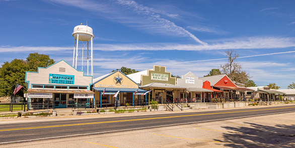 Coldspring, Texas, USA - October 17, 2021: The old business district on Byrd Avenue