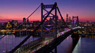 istock Rush Hour Traffic on the Ben Franklin Bridge in Philadelphia at Twilight - Aerial 1359221377