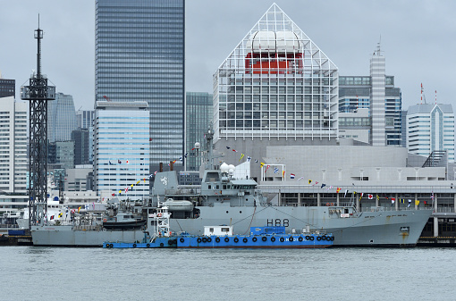 Tokyo, Japan - October 22, 2019:Royal Navy HMS Enterprise (H88), Echo-class survey ship.