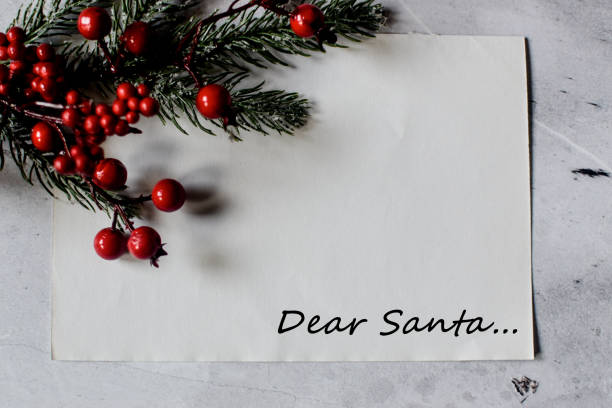 istock Christmas card with decorations with Dear Santa text 1359221696