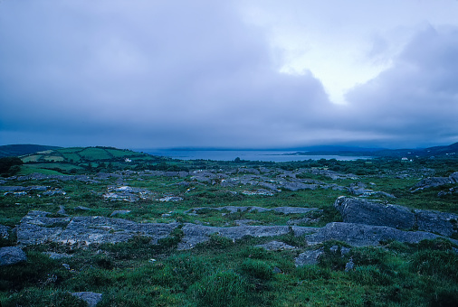 Graves inside the ruins of  Ballinskelligs Abbey on the Iveragh peninsula, County Kerry, Ireland