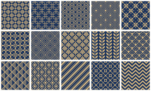 Seamless geometric patterns Set of seamless geometric patterns. Vector backgrounds. tile patterns stock illustrations