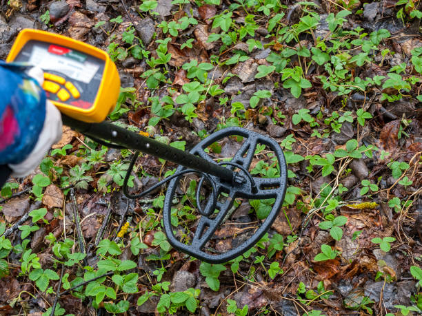 istock Ground-based metal detector, induction search for metal objects, coins in the depth 1359227194