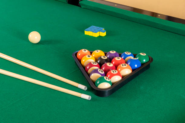 istock new luxurious pool table with balls and pool cue 1359230383