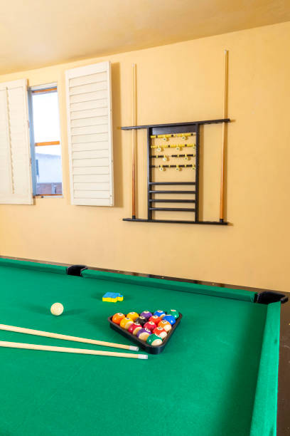 istock new luxurious pool table with balls and pool cue 1359230442