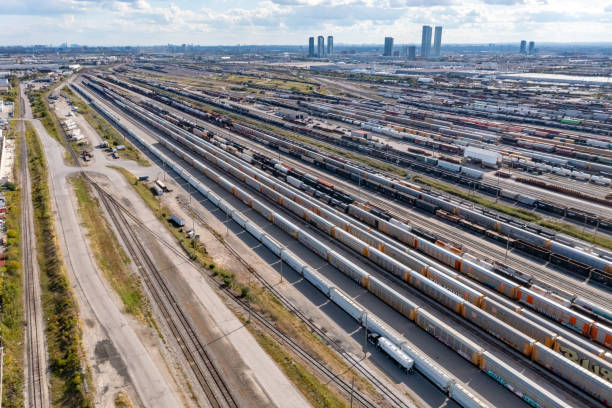 istock Aerial View of Rail Classification Yard, The MacMillan Yard, Maple, Vaughan, Canada 1359231592