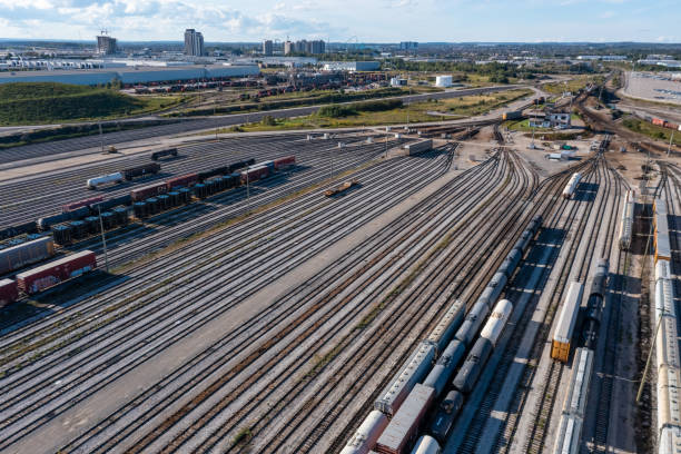 istock Aerial View of Rail Classification Yard, The MacMillan Yard, Maple, Vaughan, Canada 1359231729