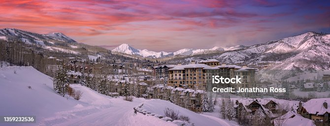 istock Ski resort in the Rocky Mountains with sunset 1359232536