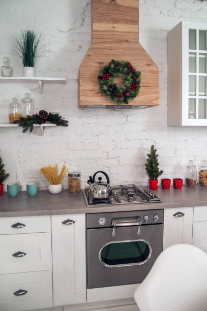 istock Kitchen decor for Christmas, New Year. Kitchen details, place for text. 1359234589
