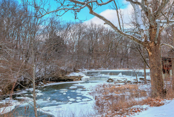 istock Pipe Creek Falls in winter-Cass County, Indiana 1359238115