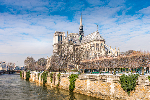 View of the Notre Dame cathedral with the original spire
