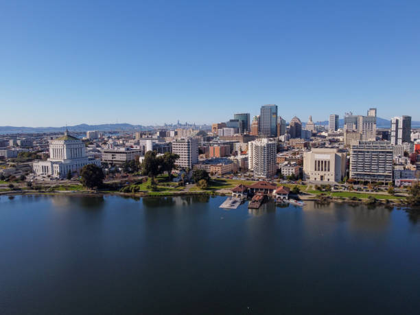 Aerial view of Oakland Skyline and Lake Merritt, California. DCIM""100MEDIA""DJI_0037.JPG oakland california stock pictures, royalty-free photos & images