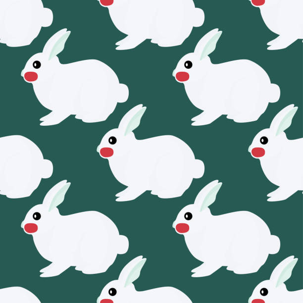 istock Seamless pattern of rabbit. Domestic animals on colorful background. Vector illustration for textile. 1359244453