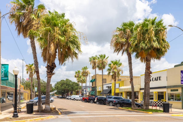 Cameron County Harlingen, Texas, USA - June 24, 2021: The old business district on Jackson Avenue cameron montana stock pictures, royalty-free photos & images