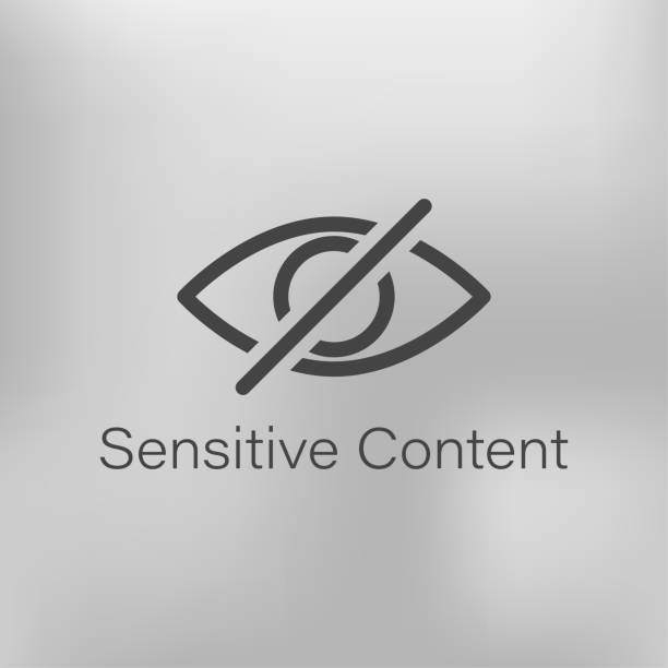 ilustrações de stock, clip art, desenhos animados e ícones de sensitive content crossed eye on blur background. censured photo or video warning illustration. - sex