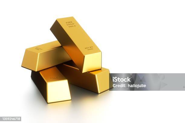 Gold Ingot Isolated On A White Background 3d Rendering Stock Photo - Download Image Now