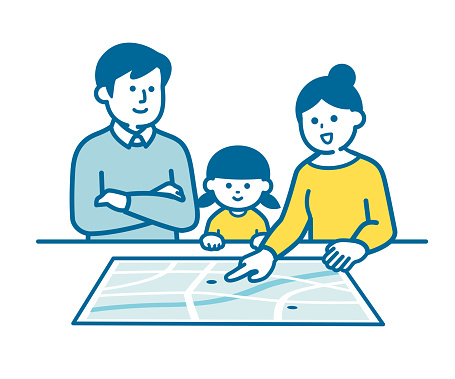 Parent Child Risk Visualisation Parent And Child Checking The Hazard Map Stock Illustration - Download ...