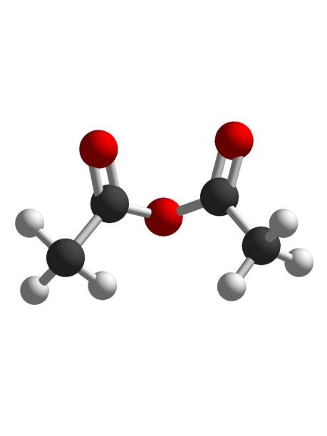 anidruro acetico struttura molecolare 3d isolata su molecola chimica a fondo bianco - hydrogen bonding foto e immagini stock