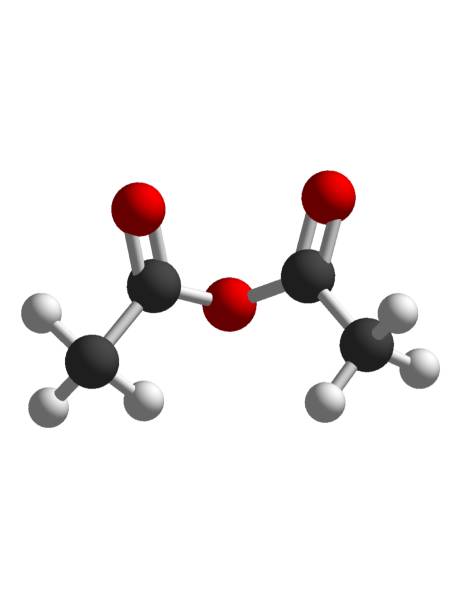 estrutura molecular 3d de anidrido acético isolada em molécula de química de fundo branco - hydrogen bonding - fotografias e filmes do acervo