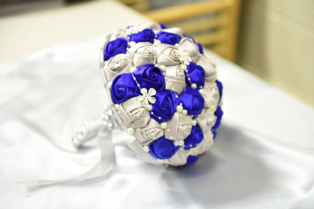 istock Blue white silver bridal bouquet 1359262653