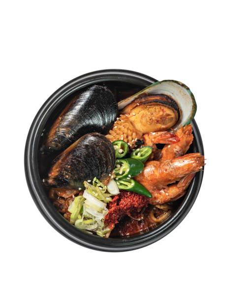 Traditional korean style cuisine on white background
