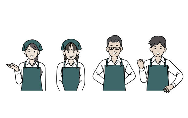 ilustrações de stock, clip art, desenhos animados e ícones de supermarket clerk illustration - supermarket worker