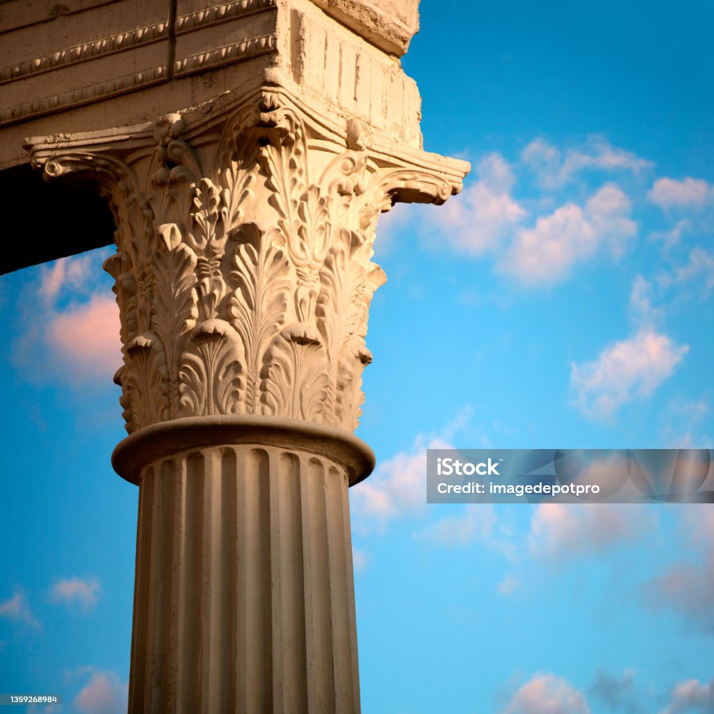 Column Over Close Up Classical Style Architectural Column Over Sky Stock Photo ...