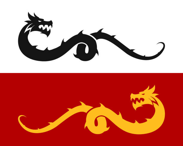 chinesischer drache ausgeschnittenes symbol - dragon stock-grafiken, -clipart, -cartoons und -symbole