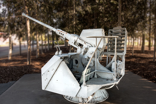 40mm/60mm Anti-Aircraft Gun as used in the Vietnam War now on display at the free access public outdoor Vietnam War Memorial in Seymour in Central Victoria