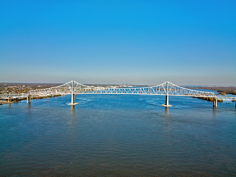 Aerial View of the Commodore Barry Bridge in Chester Pennsylvania