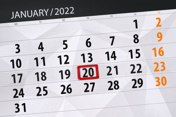 istock Calendar planner for the month january 2022, deadline day, 20, thursday 1359274999