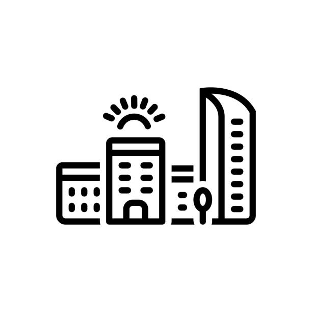 Firewire cable Icon for hometown, country, land, architecture, apartment, native, place, house, district, building, city hometown stock illustrations