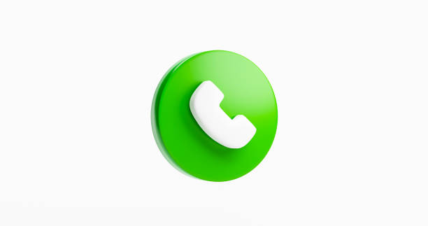 Telephone button accept call icon realistic mobile symbol communication talk incoming 3D rendering