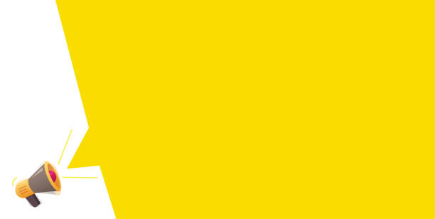 ilustraciones, imágenes clip art, dibujos animados e iconos de stock de anuncie el banner promocional publicitario de color amarillo, el anuncio de atención emocionada del fondo del altavoz, la oferta especial de oferta ruidosa o la mega venta en blanco plantilla de espacio de copia vacía con vector de megáfono - concentración