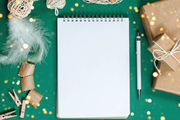istock Christmas layout ecological packaging on a green background 1359280539