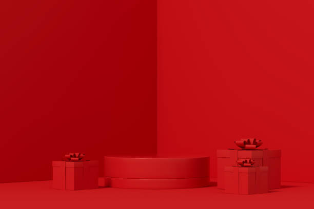 istock Empty Podium, Pedestal, Product Display Stand, Valentine's Day Gift Boxes 1359281717