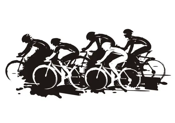 Vector illustration of Road cycling racers.