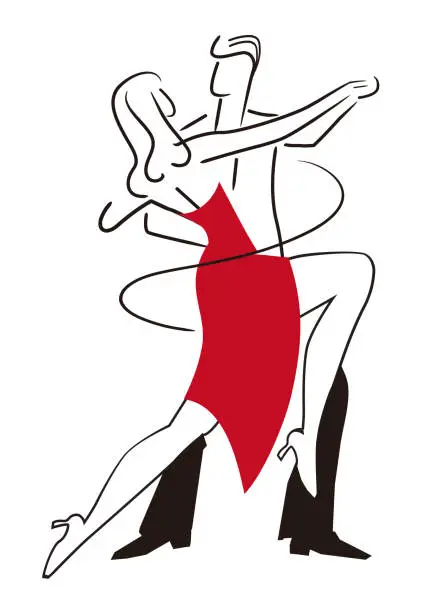 Vector illustration of Balroom Dancers, Couple, tango.